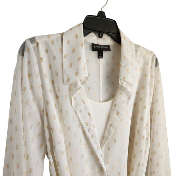 Lane Bryant Women's Off-White Belted Shirt Dress 14 - Picture 4 of 7